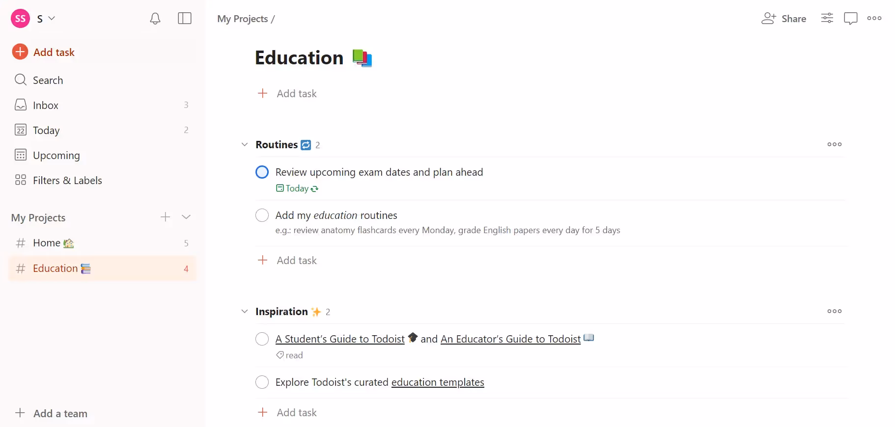 Todoist User Interface