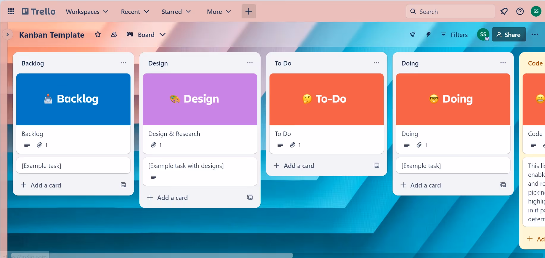 Trello's Kanban Board Using Kanban Template