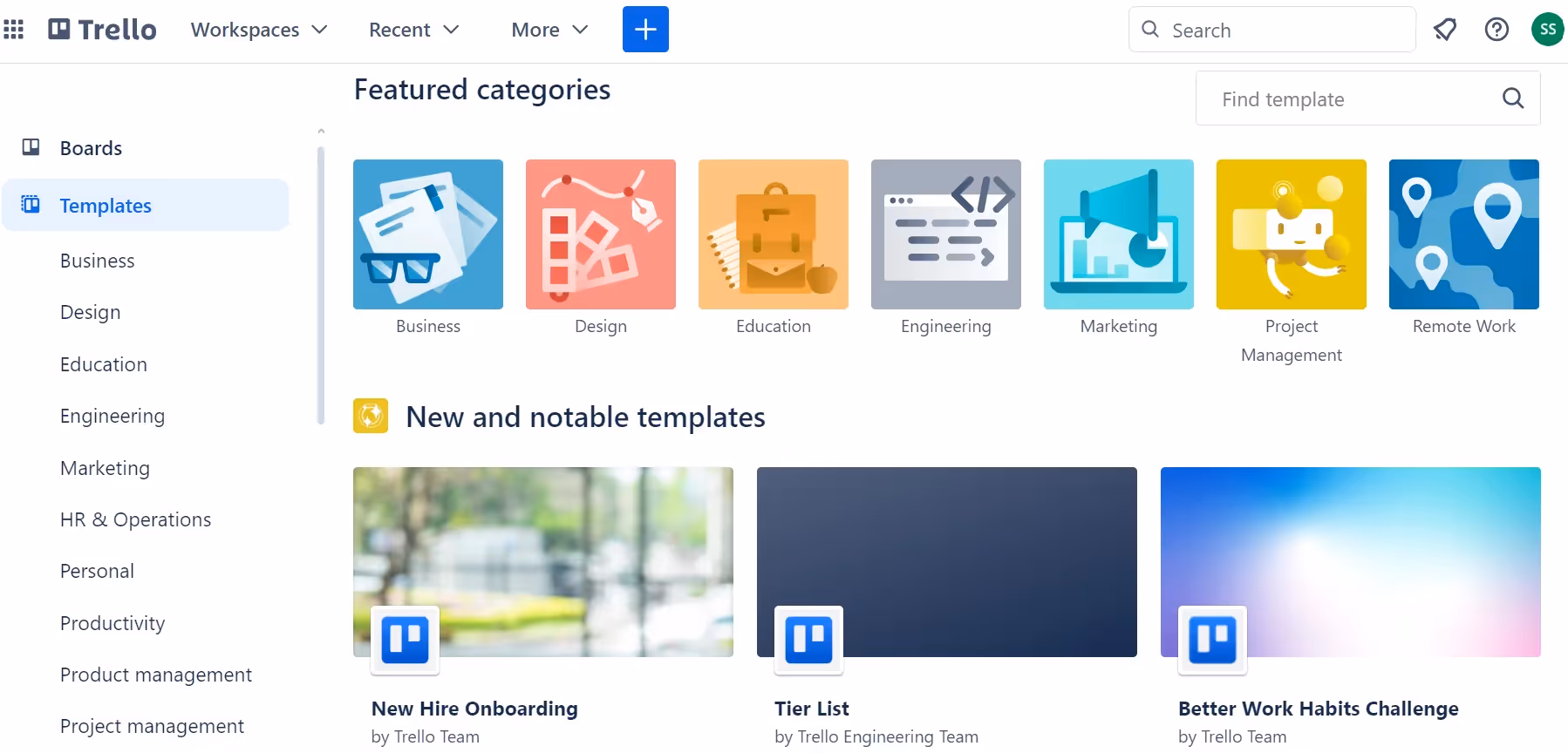 Trello's Collection of Templates