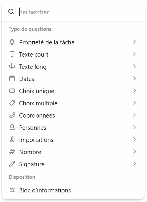 Types de champs personnalisés