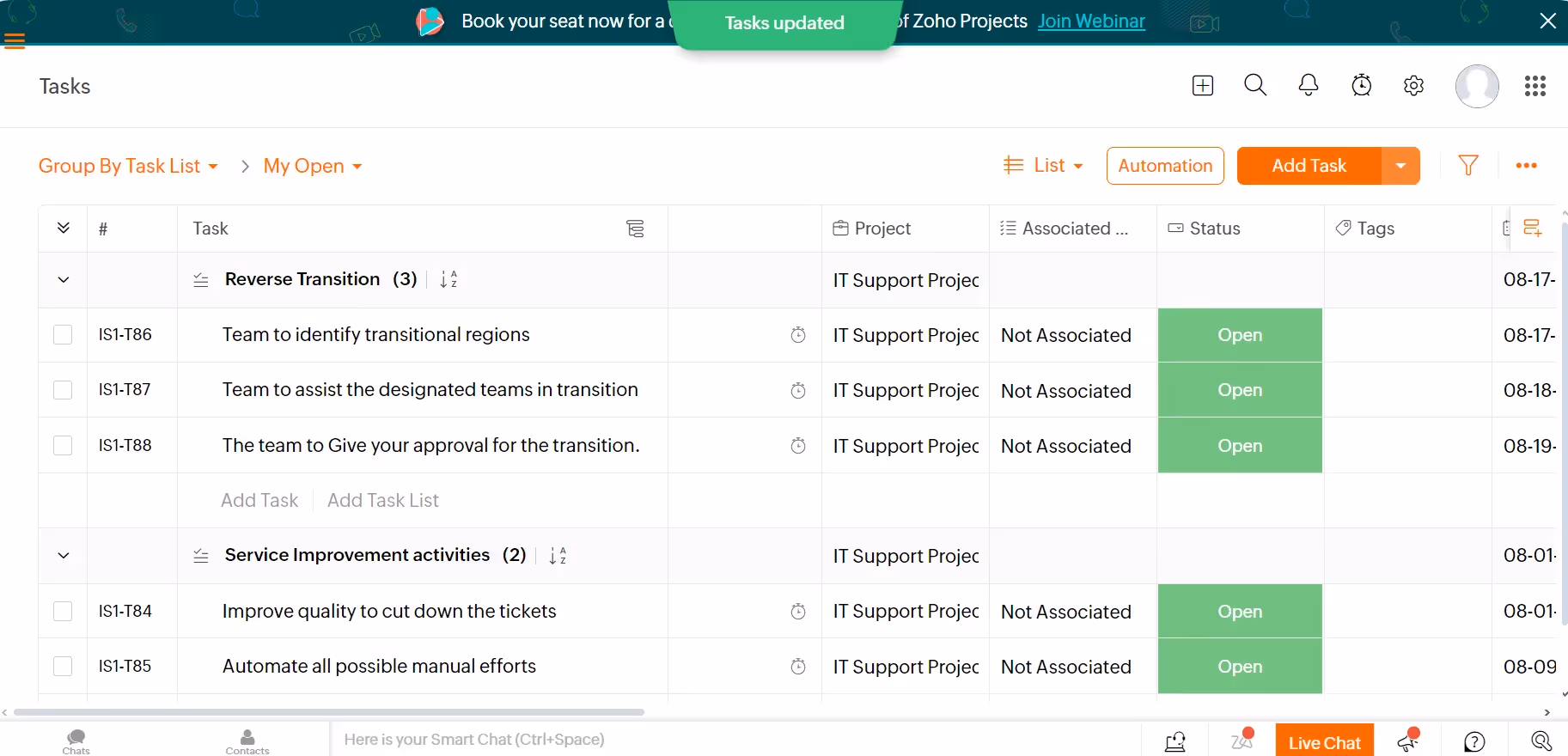 Navigating Zoho Pojects Interface