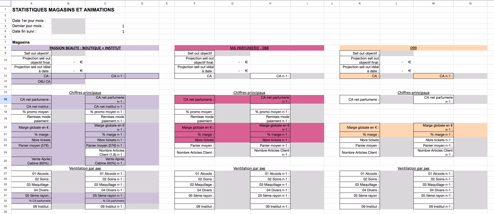 Passion Beauté workspace before ClickUp implementation