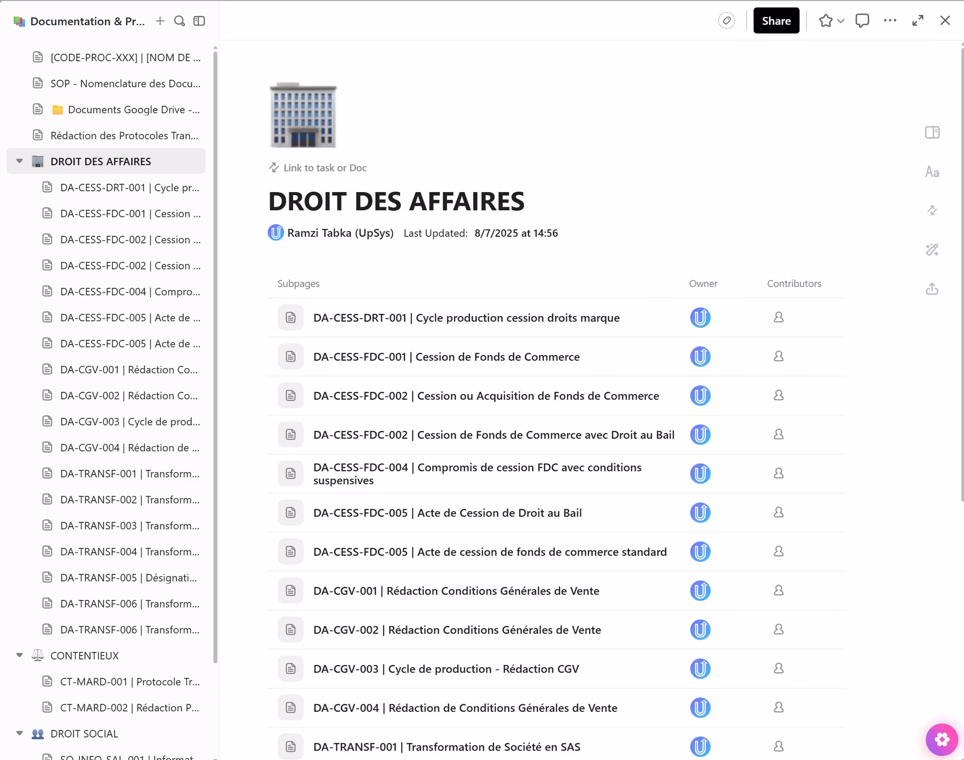 Recci workspace after ClickUp implementation
