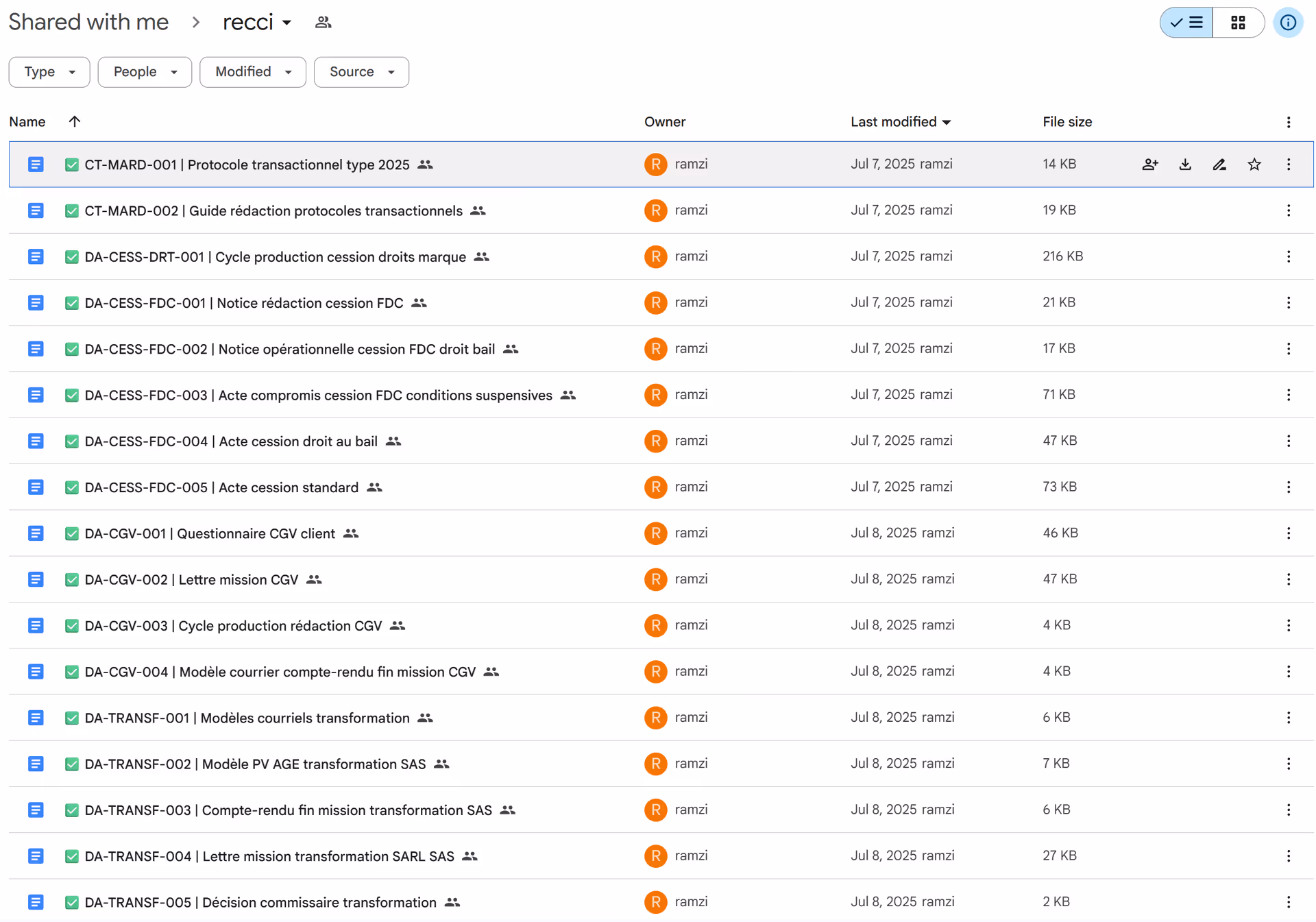 Recci workspace before ClickUp implementation