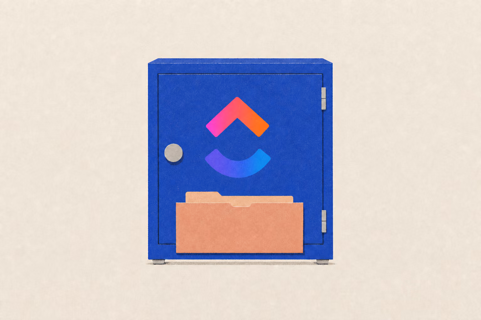 Une armoire de stockage verrouillée se tient seule, avec une pochette de sécurité dans sa poche avant