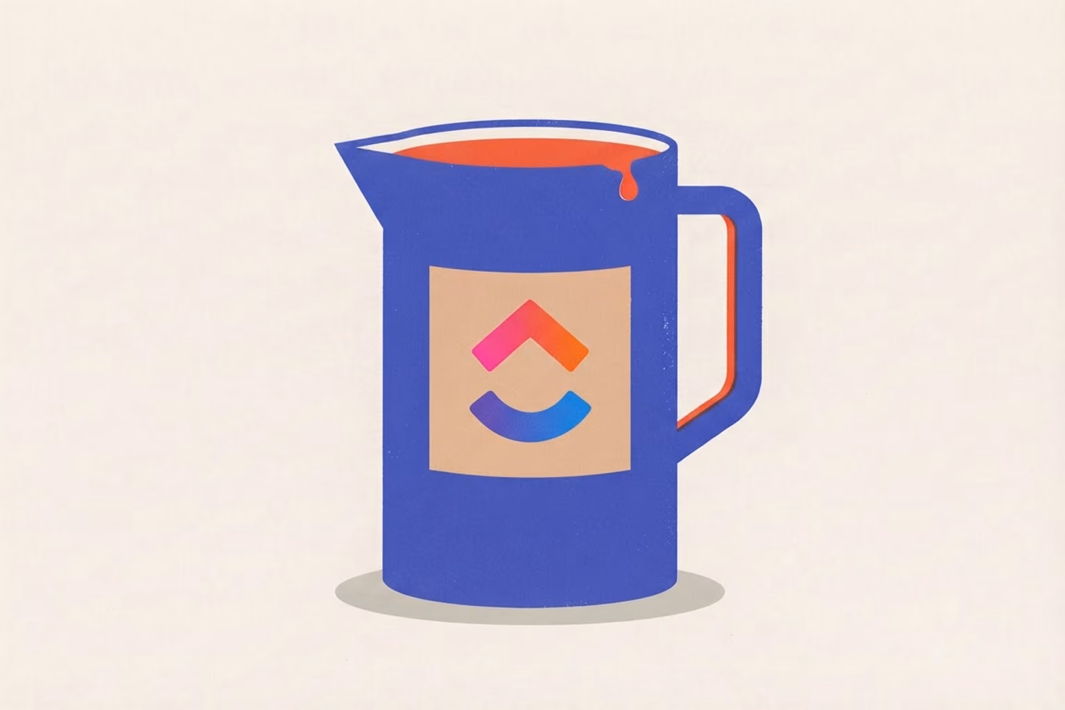 A measuring jug filled to its top line, one drop tipping over the rim