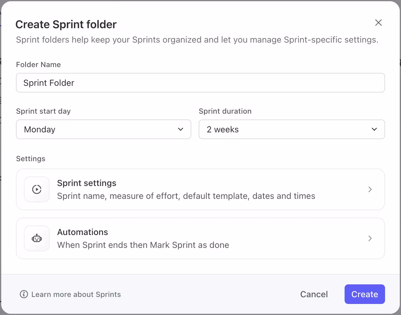 Create Sprint Folders