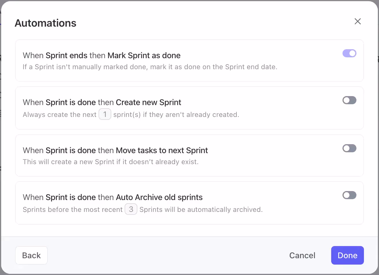 Set Up Sprint Automations