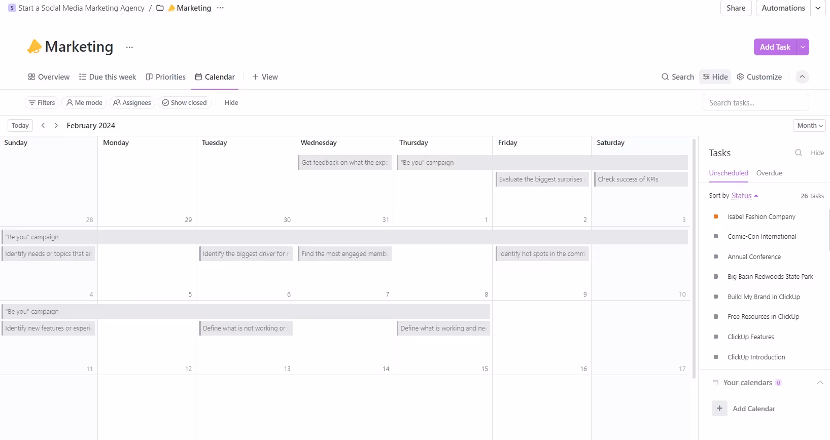 Calendar View is perfect for keeping track of deadlines ClickUp Calendar View
