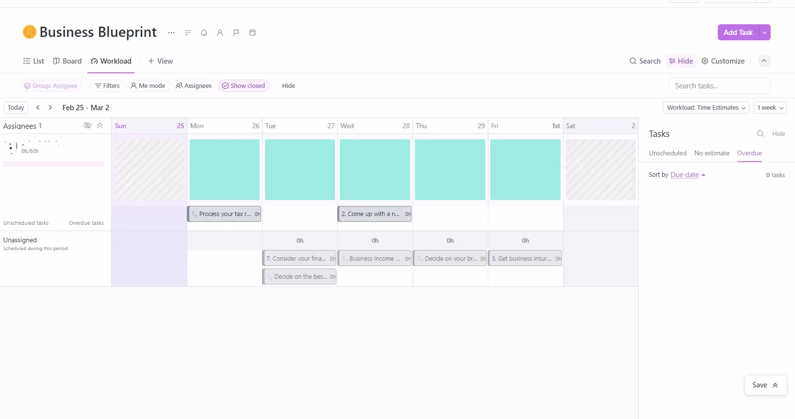 ClickUp Workload View