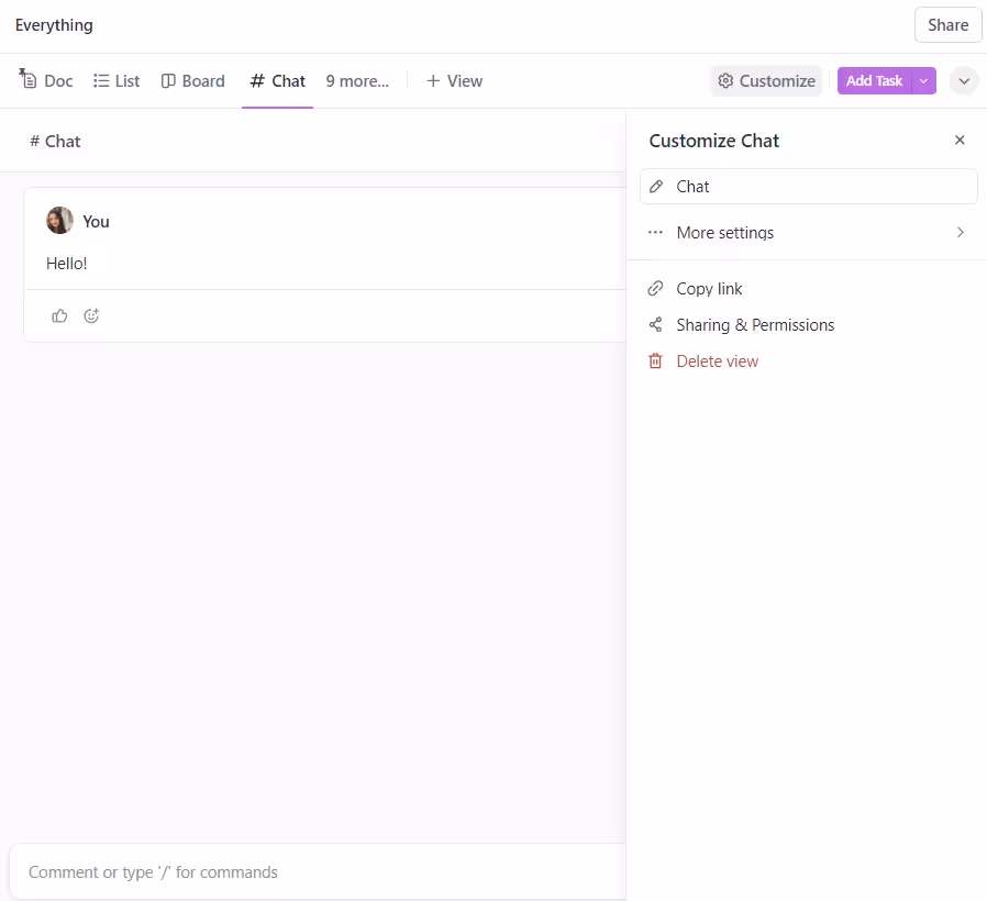Chat View in ClickUp ClickUp Chat View