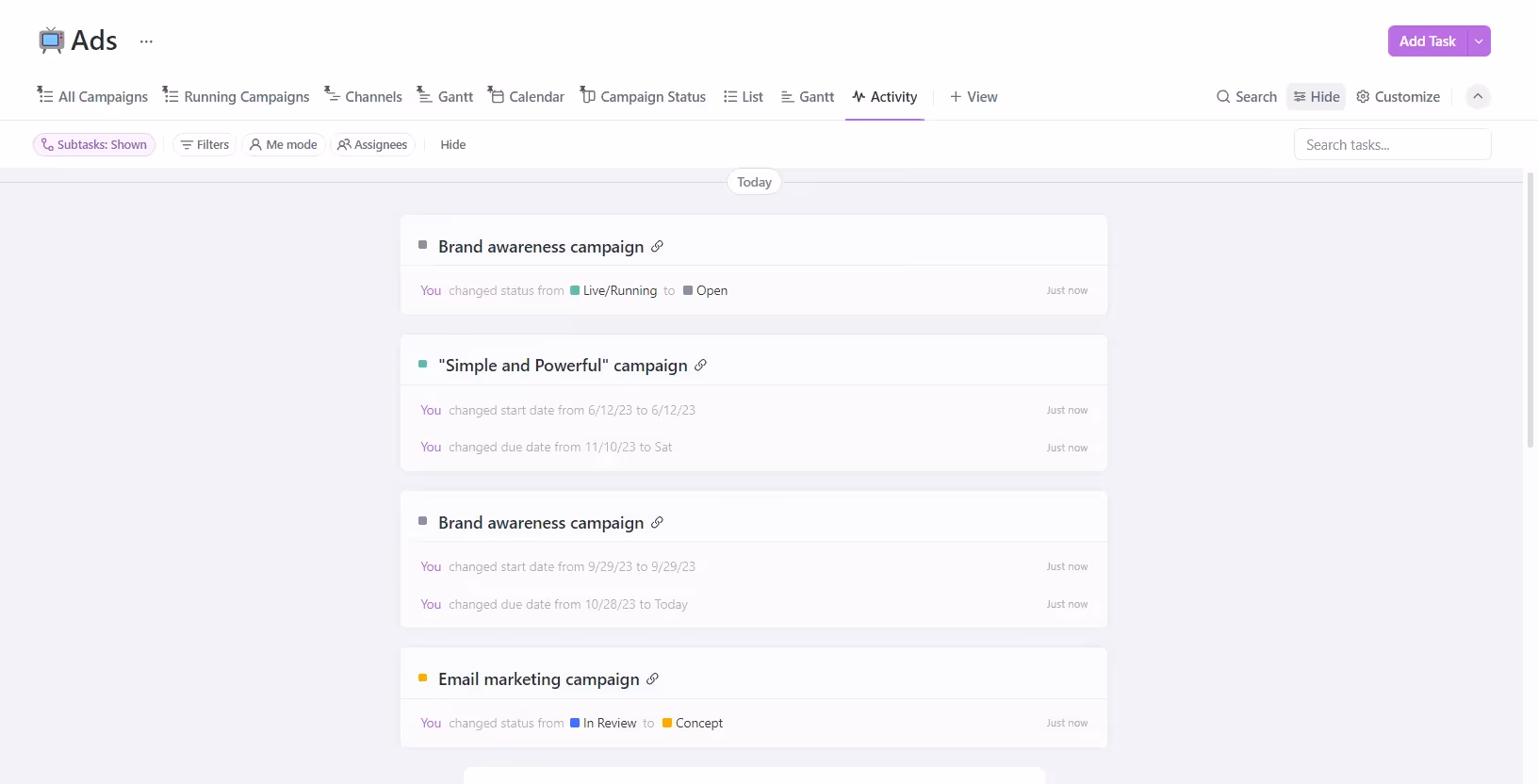 Activity View in ClickUp ClickUp Activity View