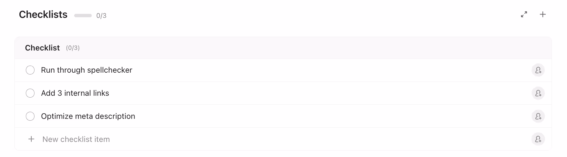 Checklists inside a task