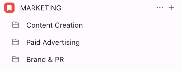 Folders within a Space