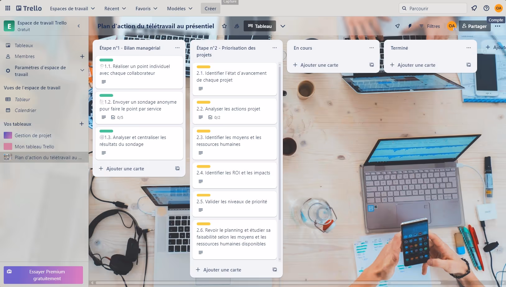 Aperçu global de Trello