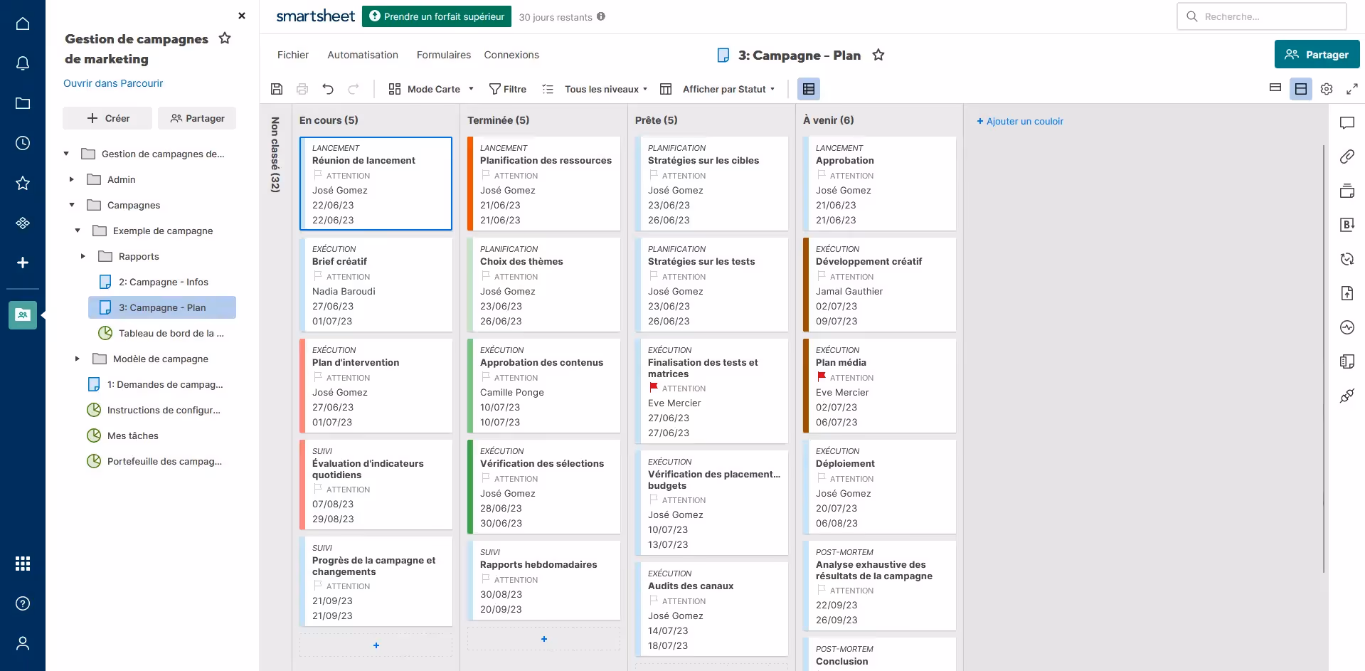 Aperçu de Smartsheet