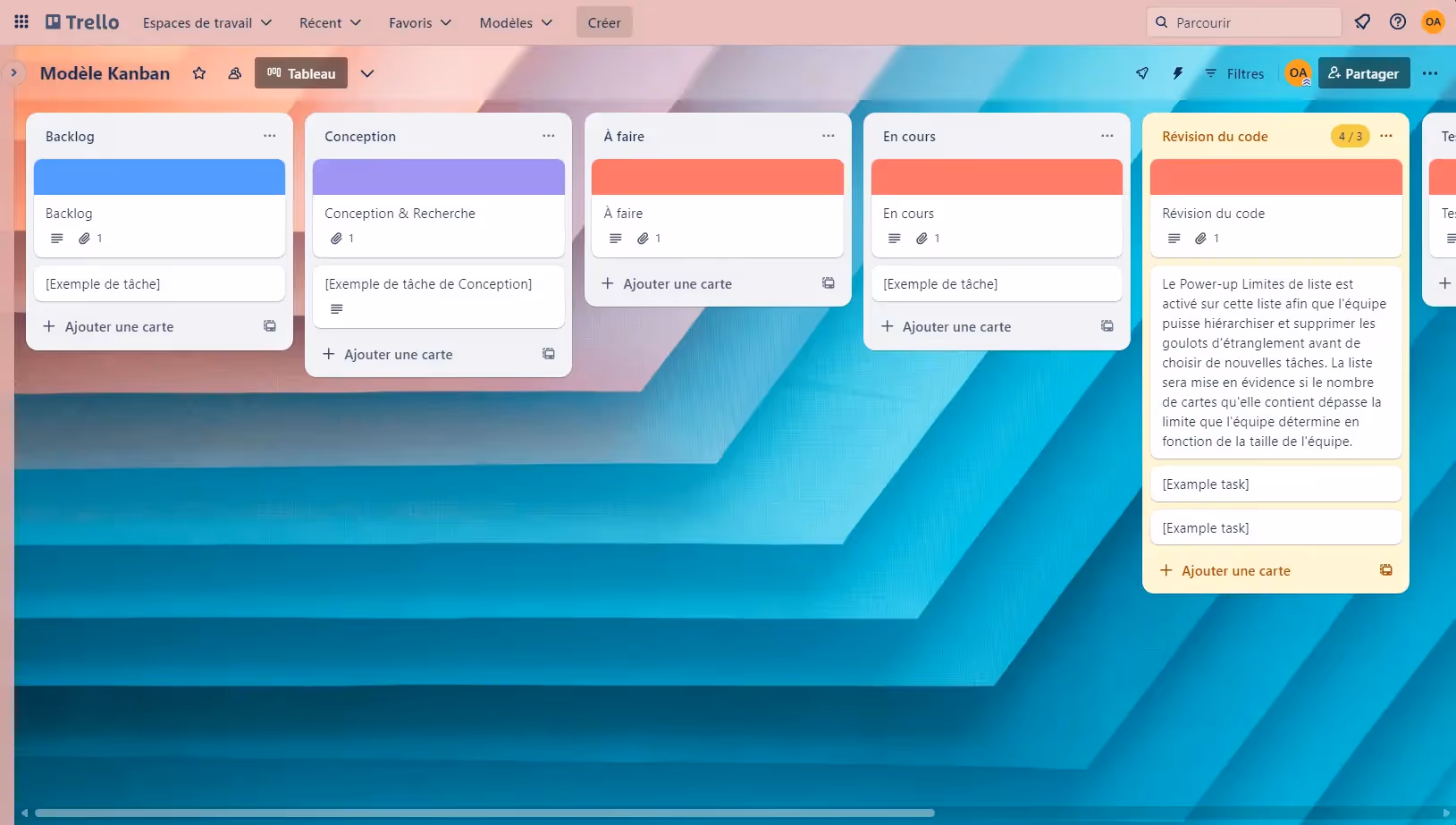 Aperçu de Trello