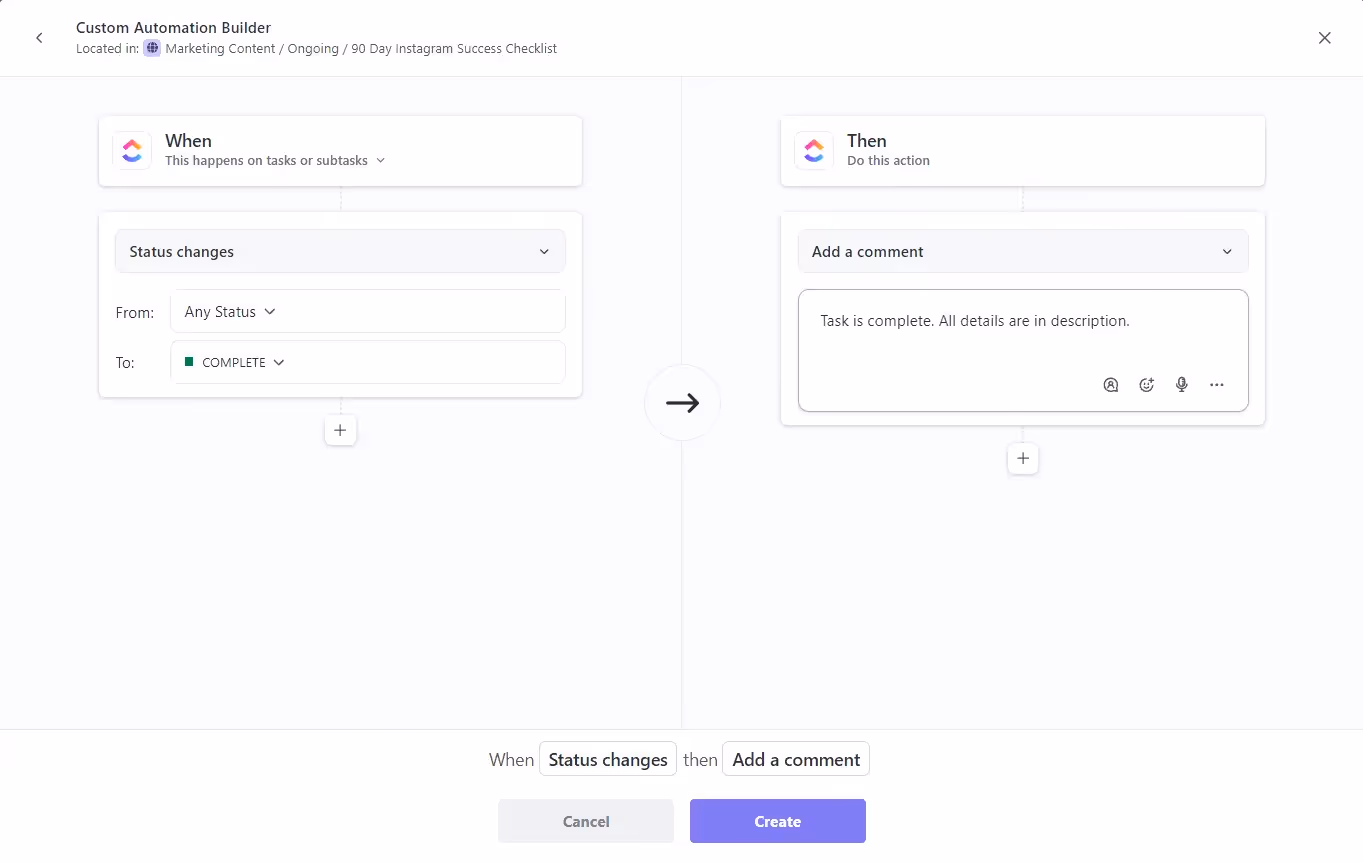 Automation builder in ClickUp Automation builder in ClickUp