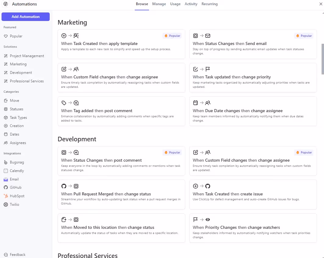 Apply Different ClickUp Automations Apply Different ClickUp Automations