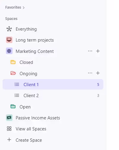 ClickUp hierarchy for solopreneurs and freelancers ClickUp hierarchy for solopreneurs and freelancers