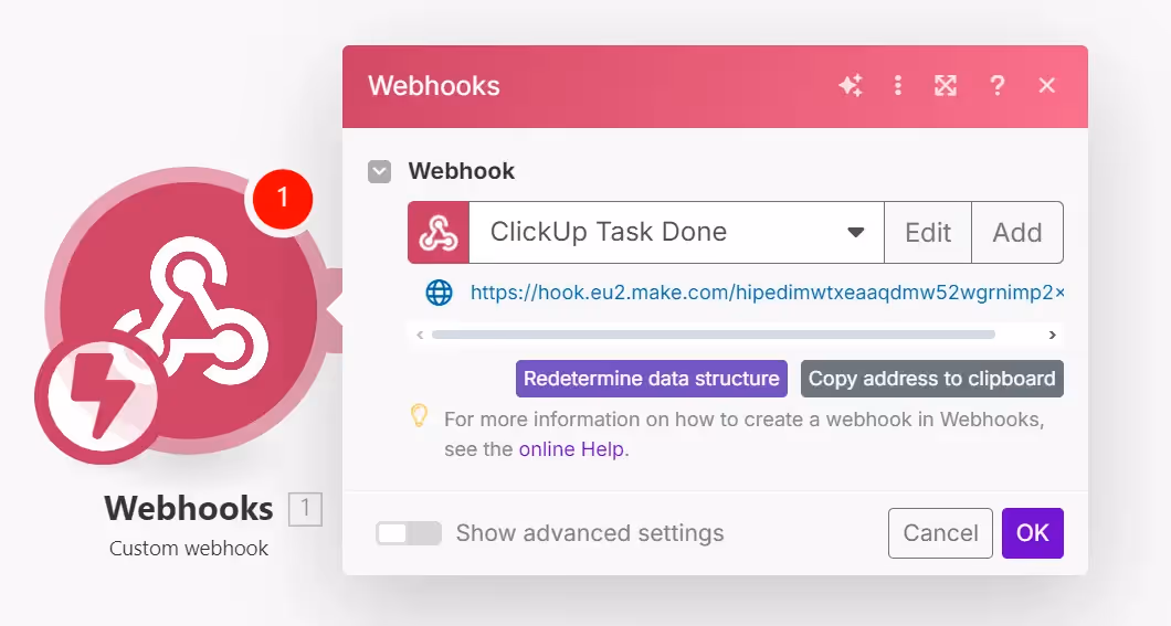 Setting up Webhook in Make Setting up Webhook in Make