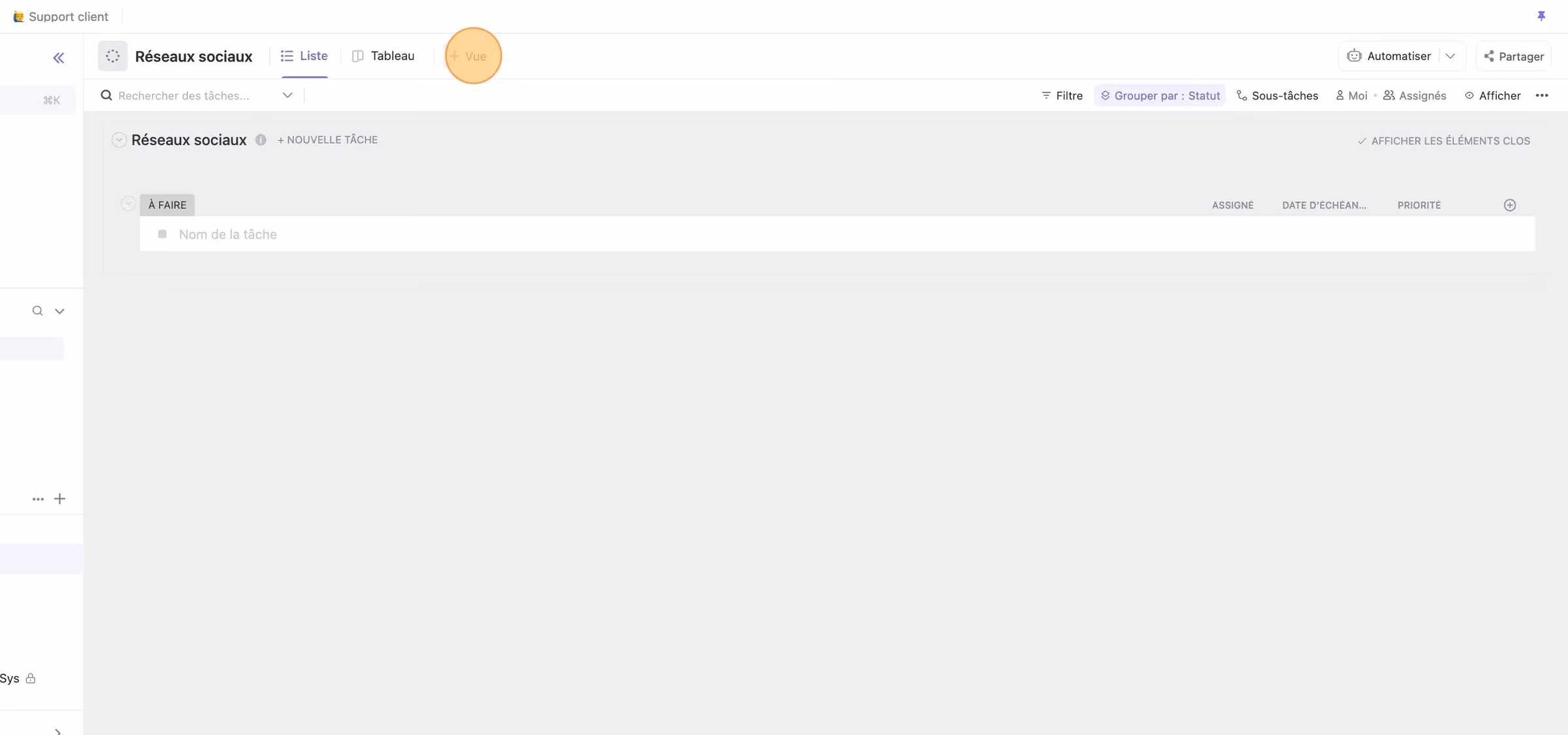Créer une Vue calendrier sur ClickUp