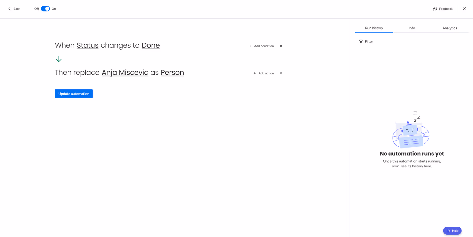 Constructeur de recettes d'automatisation Monday