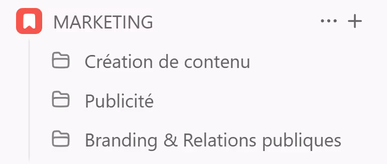 Dossiers au sein d'un espace