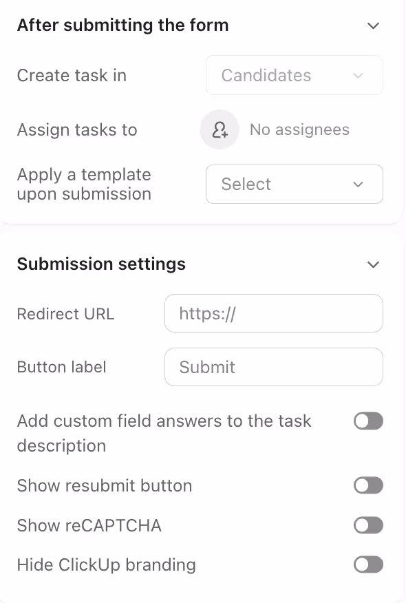 Form Settings