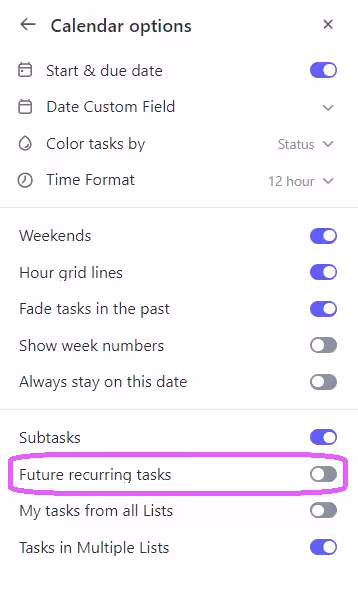 View all future recurring tasks in Calendar View View all future recurring tasks in Calendar View