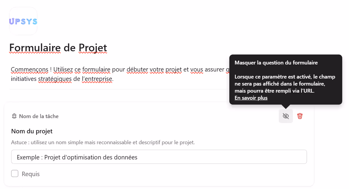 Masquer des questions du formulaire