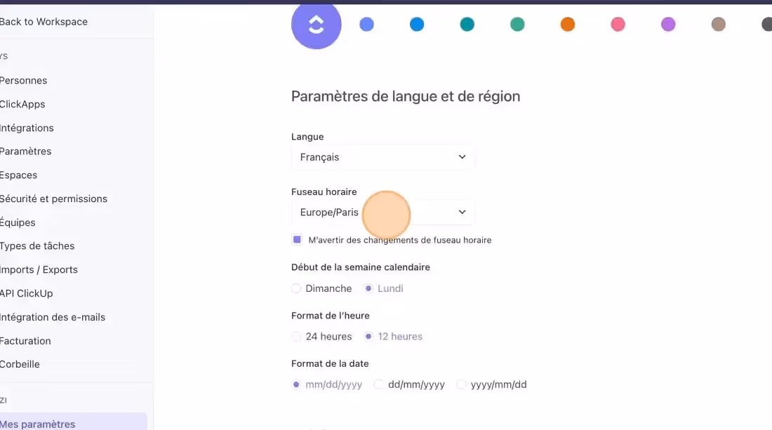 Configuration des paramètres régionaux en français