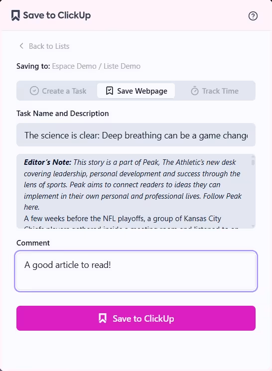 Save a web article to read
