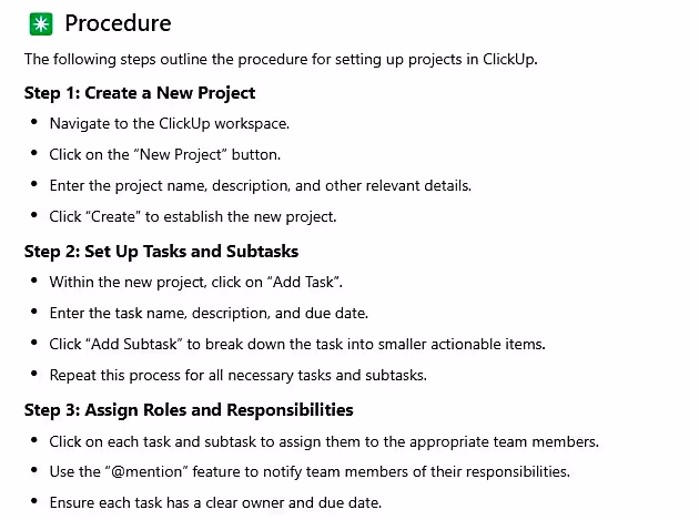 Define SOP Procedure Define SOP Procedure