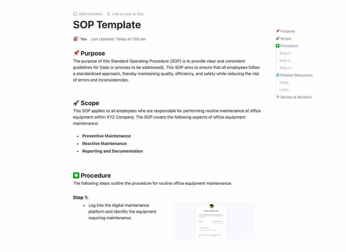 ClickUp SOP Template ClickUp SOP Template