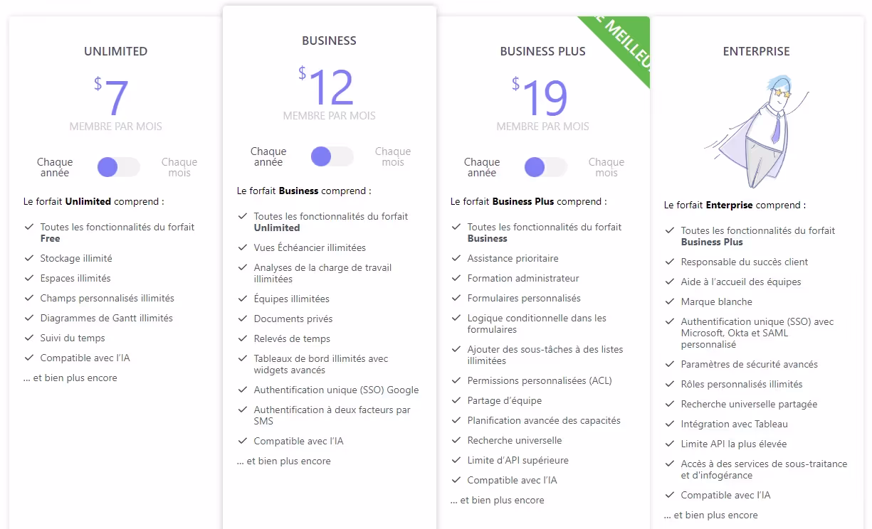 Tarifs de ClickUp