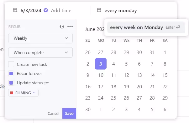 You can also type the name of the day